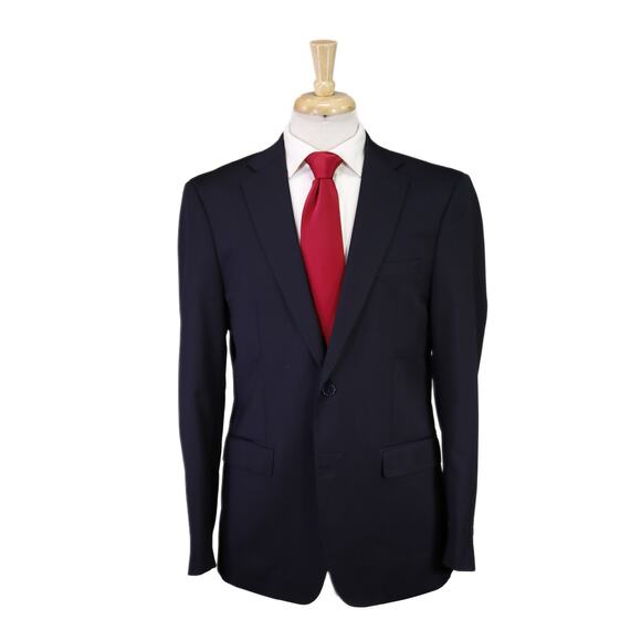 Calvin Klein Men's Solid Navy Blue 2-Btn Wool Stretch Suit 40R - Picture 1 of 10